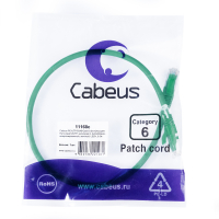 Cabeus PC-UTP-RJ45-Cat.6-0.5m-GN-LSZH Патч-корд U/UTP, категория 6, 2xRJ45/8p8c, неэкранированный, зеленый, LSZH, 0.5м