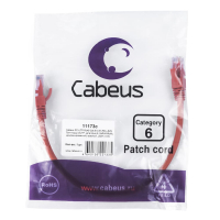Cabeus PC-UTP-RJ45-Cat.6-0.3m-RD-LSZH Патч-корд U/UTP, категория 6, 2xRJ45/8p8c, неэкранированный, красный, LSZH, 0.3м