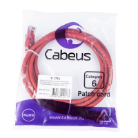 Cabeus PC-UTP-RJ45-Cat.6-2m-RD-LSZH Патч-корд U/UTP, категория 6, 2xRJ45/8p8c, неэкранированный, красный, LSZH, 2м