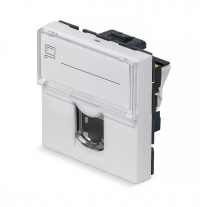 Cabeus KJ-RJ45-Cat.6a-180T-FP-L-45 Keystone Jack RJ-45(8P8C), 180 градусов, категория 6a, безинструментный монтаж, вставка Mosaic (арт.076574)