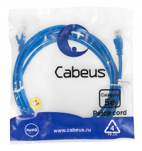 Cabeus PC-UTP-RJ45-Cat.5e-3m-BL Патч-корд U/UTP, категория 5е, 2xRJ45/8p8c, неэкранированный, синий, PVC, 3м