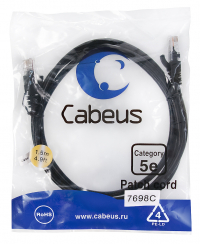 Cabeus PC-UTP-RJ45-Cat.5e-1.5m-BK Патч-корд U/UTP, категория 5е, 2xRJ45/8p8c, неэкранированный, черный, PVC, 1.5м