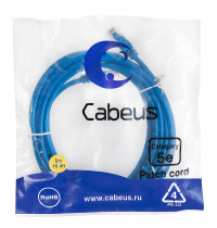 Cabeus PC-UTP-RJ45-Cat.5e-5m-BL-LSZH Патч-корд U/UTP, категория 5е, 2xRJ45/8p8c, неэкранированный, синий, LSZH, 5м