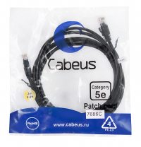 Cabeus PC-UTP-RJ45-Cat.5e-3m-BK-LSZH Патч-корд U/UTP, категория 5е, 2xRJ45/8p8c, неэкранированный, черный, LSZH, 3м