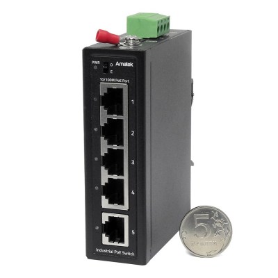 Amatek AN-SX5P4 - промышленный 5-портовый коммутатор с PoE до 120Вт