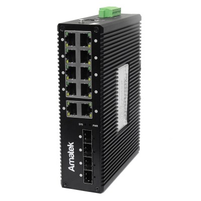 Amatek AN-SXGM14P8A - промышленный 14-портовый управляемый гигабитный L2 коммутатор с PoE до 240Вт