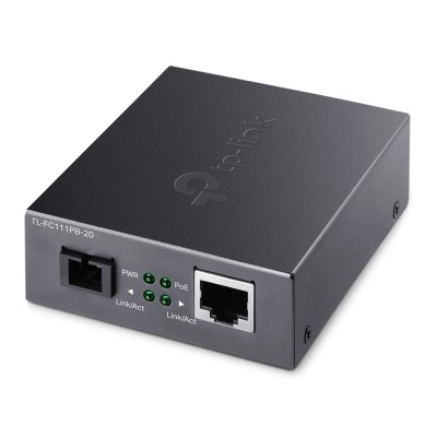 TP-Link TL-FC111PB-20 – WDM медиаконвертер с PoE‑портом RJ45 10/100 Мбит/с и разъёмом SC 100 Мбит/с для одномодового двунаправленного оптического кабеля