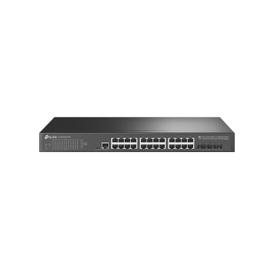 TP-Link TL-SG3428X-UPS – JetStream™ 24 портовый гигабитный управляемый коммутатор уровня 2+ с 4 слотами SFP+ 10GE и источником бесперебойного питания