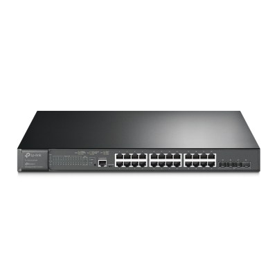 TP-Link TL-SG3428XMP – JetStream 24‑портовый гигабитный управляемый PoE+ коммутатор уровня 2+ с 4 SFP+ слотами 10GE